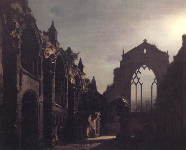 Luis Daguerre The Ruins of Holyrood Chapel,Edinburgh Effect of Moonlight Sweden oil painting art